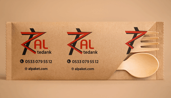 Kraft Baskılı Ahşak Kaşık Çatallı Set