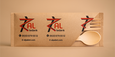 Kraft Baskılı Ahşak Kaşık Çatallı Set